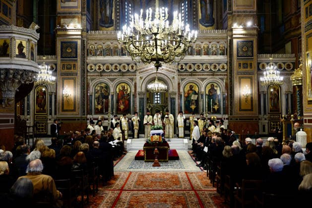 19-01-2026 Greece King Felipe and Queen Sofia and Queen Anne Marie and Queen Letizia and Princess Leonor and Princess Sofia leave the Metropolitan Cathedral of Athens, after they attended the funeral service of Princess Irene, Athens, Greece.  Copyright: xPPEx