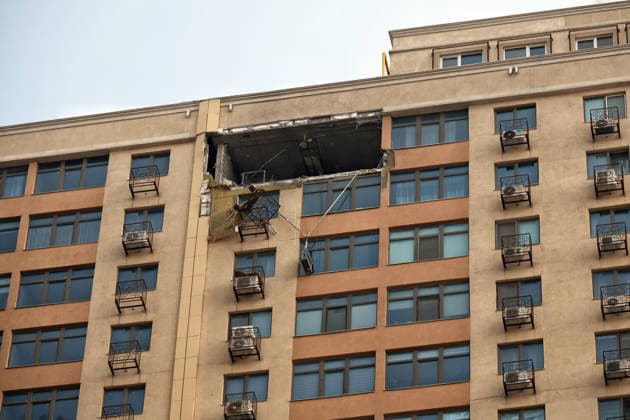 RECORD DATE NOT STATED A 25-storey residential building damaged as a result of a Russian drone strike in one of the districts of Odesa, Ukraine, on January 19, 2026 (Photo by Nina Liashonok Ukrinform) Russian drone hits apartment building in Odesa  Copyright: xNinaxLiashonokx