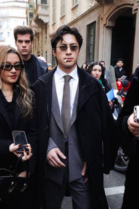 Milan, Milan Fashion Week Menswear Fall Winter 2026 2027 - Men s Fashion, Fall Winter 2026 2027 - Giorgio Armani Show - Guest Arrivals. Pictured: Hudson Williams (lead actor in the TV series Heated Rivalry)  Copyright: xAlessandroxBremecx xipa-agency.netx xx IPA_Agency_IPA70307115