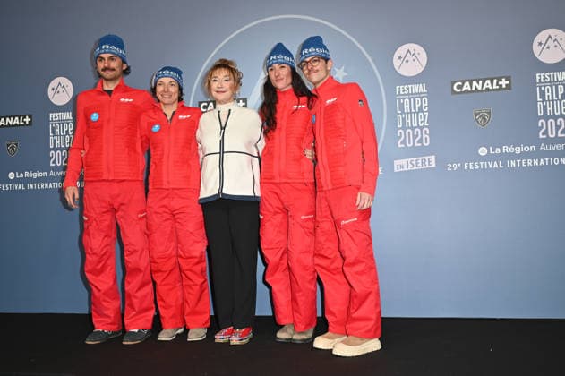 29th L Alpe d Huez Comedy Film Festival Opening Ceremony Marie-Anne Chazel and members of Auvergne-Rhone-Alpes jury arriving to the Opening ceremony of the 29th Comedy Film Festival in L Alpe d’Huez, France, on January 19, 2026. Photo by Mireille Ampilhac ABACAPRESS.COM L Alpe d Huez France  Copyright: xAmpilhacxMireille ABACAx