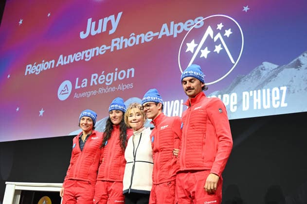 29th L Alpe d Huez Comedy Film Festival Opening Ceremony Marie-Anne Chazel and members of Auvergne-Rhone-Alpes jury attending the Opening ceremony of the 29th Comedy Film Festival in L Alpe d’Huez, France, on January 19, 2026. Photo by Mireille Ampilhac ABACAPRESS.COM L Alpe d Huez France  Copyright: xAmpilhacxMireille ABACAx