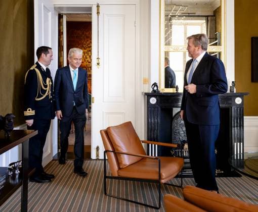 Den Haag, The Netherlands, 2026-01-20 10:13:30 DEN BOSH, 20-01-2026, Huis ten Bosh Palace Reception of the House of Representatives faction leaders D66, PvV and VVD at Huis ten Bosh Palace PHOTO: NLBeeld POOL Sem van der WalIn the photo: Geert Wilders Credit: NL Beeld Patrick van Emst  Copyright: xx x