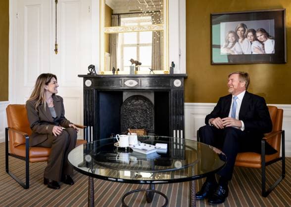 Den Haag, The Netherlands, 2026-01-20 11:27:53 DEN BOSH, 20-01-2026, Huis ten Bosh Palace Reception of the House of Representatives faction leaders D66, PvV and VVD at Huis ten Bosh Palace PHOTO: NLBeeld POOL Sem van der WalIn the photo: Dilan Yesilgöz Credit: NL Beeld Patrick van Emst  Copyright: xx x