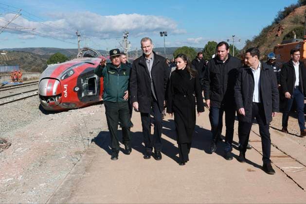 Spanish King Felipe VI and Letizia during a visit to Command Post after Adamuz railway train accident in Adamuz, Cordoba on Tuesday, 20 January Cordon Press 