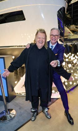 boot Messe Blue Motion Night 2026 Artist H A Schult with Messe Düsseldorf Managing Director Wolfram Diener re Düsseldorf boot Messe NRW Germany