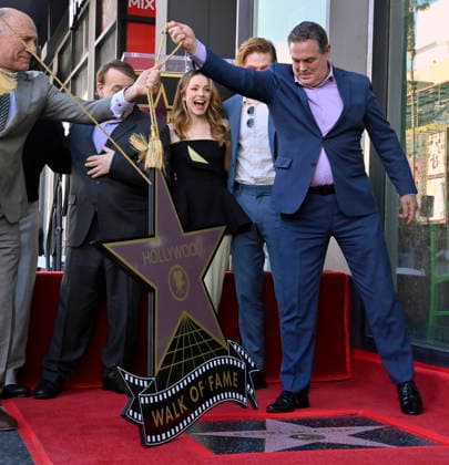 Actress Rachel McAdams (C) reacts during an unveiling ceremony honoring her with the 2, 833rd star on the Hollywood Walk of Fame in Los Angeles on Tuesday, January 20, 2026.  LAP2026012017 JIMxRUYMEN