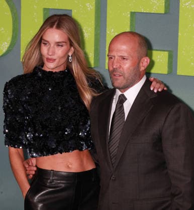Shelter film premiere London, UK. Rosie Huntington-Whiteley and Jason Statham at the Shelter film premiere. Leicester Square. 20th January 2026. LMK11-S200126 001. Steve Bealing Landmark Media 