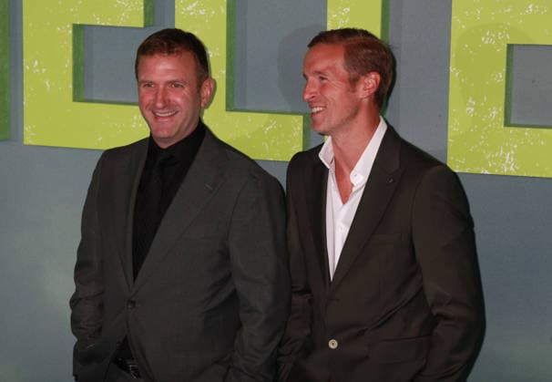 Shelter film premiere London, UK. John Friedberg and Brendon Boyea at the Shelter film premiere. Leicester Square. 20th January 2026. LMK11-S200126 001. Steve Bealing Landmark Media 