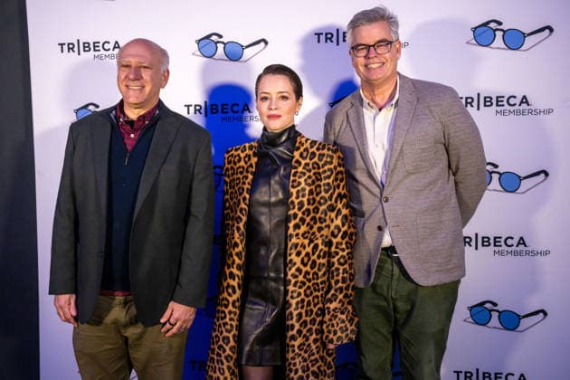 H Is For Hawk Tribeca Membership Screening, New York, New York, USA - 20 Jan 2026 (L-R) Howard Cohen, Claire Foy, and Eric D Arbeloff attend the H Is for Hawk Tribeca Membership Screening at Regal Union Square on January 20, 2026 in New York City. New York United States Copyright: xRonxAdarx xSOPAxImagesx _radar_foy_20260120_0098