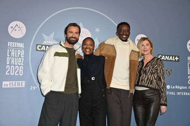 29th Comedy Film Festival - L Alpe Du Huez Amaury de Crayencour, Sandra Parfait, Ahmed Sylla and Michele Laroque posing for a photocall during the 29th Comedy Film Festival in L Alpe d’Huez, France, on January 20, 2026. Photo by Mireille Ampilhac ABACAPRESS.COM Paris France  Copyright: xAmpilhacxMireille ABACAx