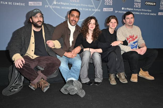 29th Comedy Film Festival - L Alpe Du Huez Vincent Macaigne, Lyes Salem, Saul Benchetrit, Celeste Brunnquell and Fabien Gorgeart posing for a photocall during the 29th Comedy Film Festival in L Alpe d’Huez, France, on January 20, 2026. Photo by Mireille Ampilhac ABACAPRESS.COM Paris France  Copyright: xAmpilhacxMireille ABACAx