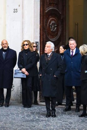 Rome, Death of Valentino Garavani - Chapel of Rest in Rome at his Foundation in Piazza Mignanelli - In the photo: GIANCARLO GIAMMETTI, Micaela Calabresi Marconi, Vernon Bruce Hoeksema, family members  Copyright: xGiandomenicoxD Angelox xipa-agency.netx xDxAngelo Landix IPA_Agency_IPA70364746