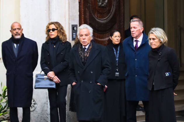 Rome, Death of Valentino Garavani - Chapel of Rest in Rome at his Foundation in Piazza Mignanelli - In the photo: GIANCARLO GIAMMETTI, Micaela Calabresi Marconi, Vernon Bruce Hoeksema, family members  Copyright: xGiandomenicoxD Angelox xipa-agency.netx xDxAngelo Landix IPA_Agency_IPA70364751