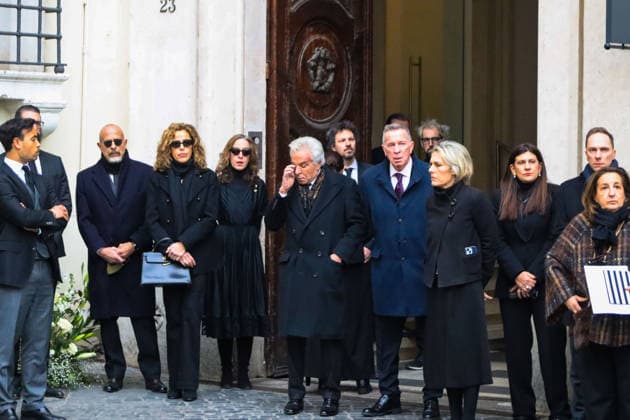 Rome, Death of Valentino Garavani - Chapel of Rest in Rome at his Foundation in Piazza Mignanelli - In the photo: GIANCARLO GIAMMETTI, Micaela Calabresi Marconi, Vernon Bruce Hoeksema, family members  Copyright: xGiandomenicoxD Angelox xipa-agency.netx xDxAngelo Landix IPA_Agency_IPA70364755