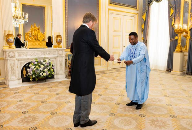 21-01-2026 Palace King Willem-Alexander during the credentials (geloofsbrieven) of the Ambassador of the Republic of Sierra Leone, His Excellency P.B. Jusu, at palace Noordeinde in The Hague. Â  Copyright: xPPEx