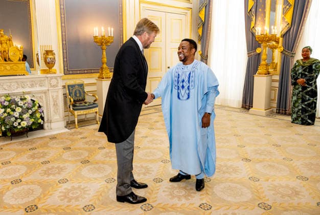 21-01-2026 Palace King Willem-Alexander during the credentials (geloofsbrieven) of the Ambassador of the Republic of Sierra Leone, His Excellency P.B. Jusu, at palace Noordeinde in The Hague. Â  Copyright: xPPEx