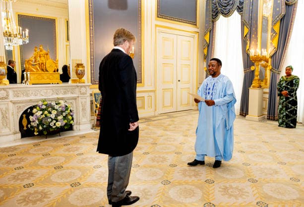21-01-2026 Palace King Willem-Alexander during the credentials (geloofsbrieven) of the Ambassador of the Republic of Sierra Leone, His Excellency P.B. Jusu, at palace Noordeinde in The Hague. Â  Copyright: xPPEx