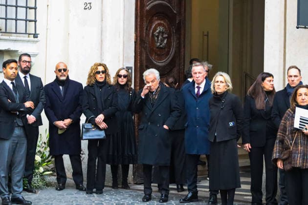 Rome, Death of Valentino Garavani - Chapel of Rest in Rome at his Foundation in Piazza Mignanelli - In the photo: GIANCARLO GIAMMETTI, Micaela Calabresi Marconi, Vernon Bruce Hoeksema, family members  Copyright: xGiandomenicoxD Angelox xipa-agency.netx xDxAngelo Landix IPA_Agency_IPA70364760