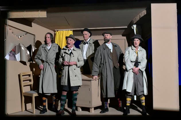 Oliver Seidel, Mario Ramos, Henrik Kairies, citizen Lars Dietrich and Krista Birkner at the photo rehearsal for the play Erich and the Detectives at the Schlosspark Theater Berlin, 21 01 2026 Foto:xM.xBehrensx xFuturexImagex erich_6114