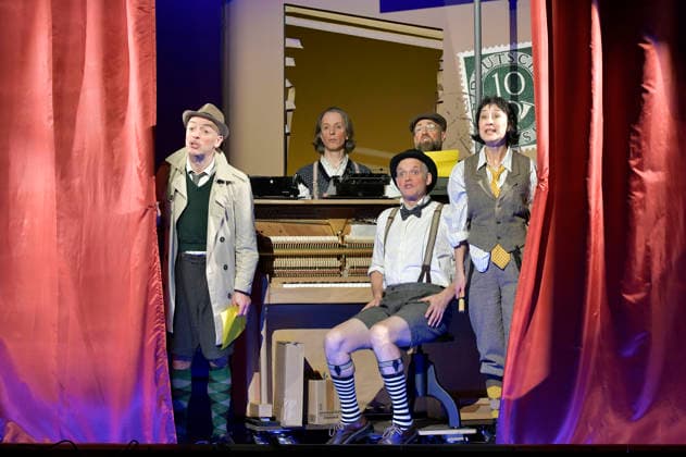 Mario Ramos, Oliver Seidel, Henrik Kairies, citizen Lars Dietrich and Krista Birkner at the photo rehearsal for the play Erich and the Detectives at the Schlosspark Theater Berlin, 21 01 2026 Foto:xM.xBehrensx xFuturexImagex erich_6140