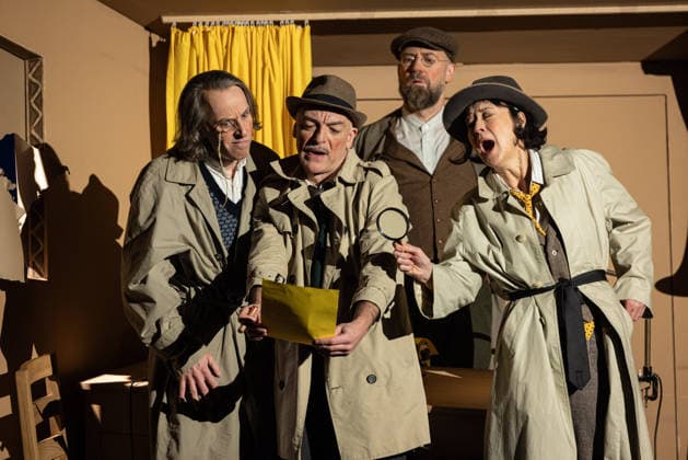 ERICH UND DIE DETEKTIVE EINE KÄSTNER REVUE Bürger Lars Dietrich, Krista Birkner, Mario Ramos, Oliver Seidel, Henrik Kairies ERICH UND DIE DETEKTIVE EINE KÄSTNER REVUE LIVE AM SCHLOSSPARK YARD öffentliche TV PHOTOPROBE im Schlosspark Theater in Berlin Copyright: xEventpressxFuhrx