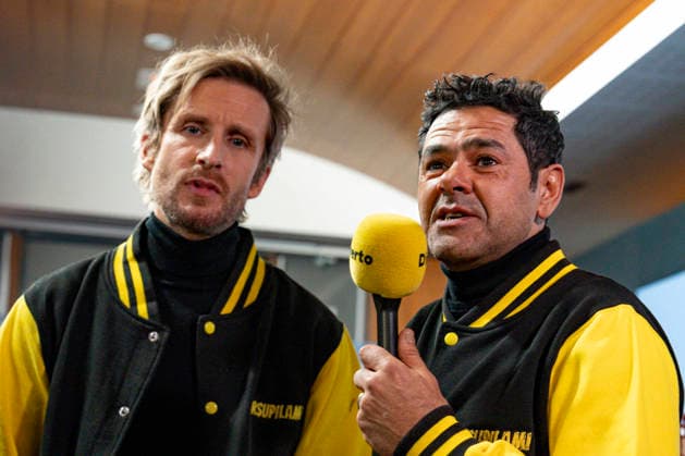 CELEBRITES : Festival International de Comedie - Alpe Huez - 21 01 2026 ALPE D HUEZ, FRANCE - Phillippe Lacheau and Jamel Debouzze attend the Marsupulami Photocall during the 29th L Alpe d Huez International Comedy Film Festival on January 21, 2026 in Alpe d Huez, France. Photo by Sandrine Thesillat PsNewZ  Copyright: xSandrinexTHESILLATx
