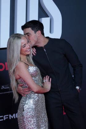 Ana Mena and Oscar Casas attend the Idolos premiere at Kinepolis Cinema . January 21, 2026 in Madrid, Spain. (20260121882)