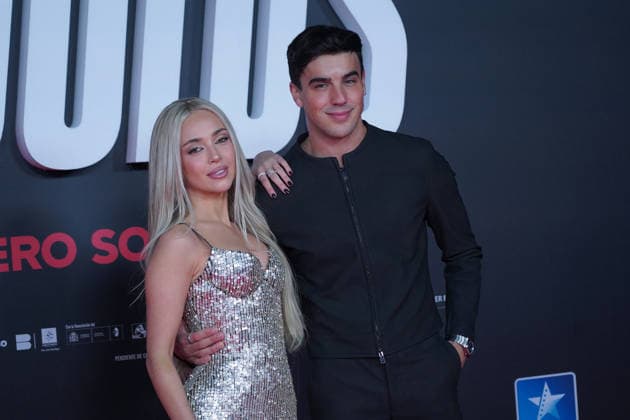 Ana Mena and Oscar Casas attend the Idolos premiere at Kinepolis Cinema . January 21, 2026 in Madrid, Spain. (20260121914)