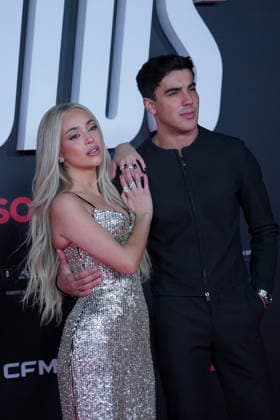Ana Mena and Oscar Casas attend the Idolos premiere at Kinepolis Cinema . January 21, 2026 in Madrid, Spain. (20260121924)