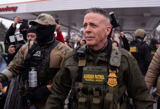 CBP Commissioner Gregory Bovino faces protest in Minnesota MINNESOTA, UNITED STATES - JANUARY 21: U.S. Customs and Border Protection (CBP) Commissioner Gregory Bovino with his security team while a group of citizens opposed to the country s immigration policies protested him in Minnesota on January 21, 2026. Lokman Vural Elibol Anadolu Minnesota United States. Editorial use only. Please get in touch for any other usage.  Copyright: x2026xAnadoluxLokmanxVuralxElibolx