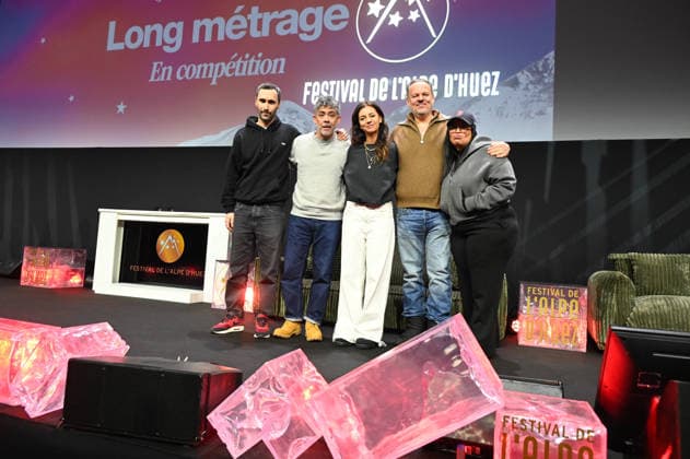 Alpe d Huez 29th Comedy Film Festival Leo Grandperret, Manu Payet, Marie-Julie Baup, Frederic Hazan and Melha Bedia attending the screening of Deviens genial during the 29th Comedy Film Festival in L Alpe d Huez, France, on January 21, 2026. Photo by Mireille Ampilhac ABACAPRESS.COM L Alpe Du Huez France  Copyright: xAmpilhacxMireille ABACAx