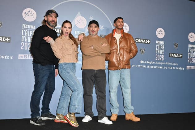 Alpe d Huez 29th Comedy Film Festival Fred Testot, Jade Pedri, Mohamed Hamidi and Ilyes Djadel posing for a photocall during the 29th Comedy Film Festival in L Alpe d’Huez, France, on January 21, 2026. Photo by Mireille Ampilhac ABACAPRESS.COM L Alpe Du Huez France  Copyright: xAmpilhacxMireille ABACAx