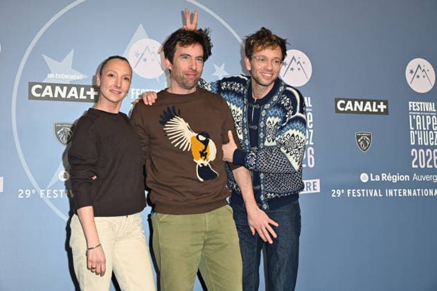 Alpe d Huez 29th Comedy Film Festival Audrey Lamy, Jean-Baptiste Saurel and Xavier Lacaille posing for a photocall during the 29th Comedy Film Festival in L Alpe d’Huez, France, on January 21, 2026. Photo by Mireille Ampilhac ABACAPRESS.COM L Alpe Du Huez France  Copyright: xAmpilhacxMireille ABACAx