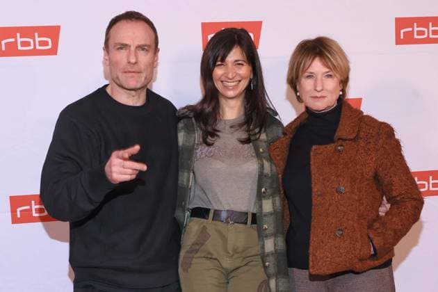 21 01 2026, Mark Waschke, Mira Thiel and Corinna Harfouch at the premiere Tatort Gefahrengebiet, ARD, crime movie, at Delphi Filmpalast, Berlin, Berlin Germany, Germany