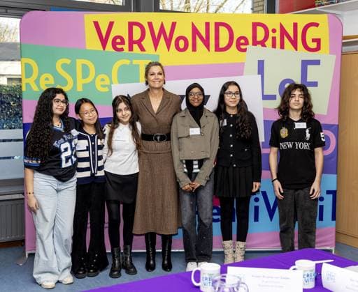 Alphen aan den Rijn, The Netherlands, 2026-01-22 11:12:24 Queen Maxima, honorary chair of More Music in the Classroom, is visiting Stromen Primary School in Alphen aan den Rijn. The school is participating in the new program Make Space for Creativity. PHOTO: NLBeeld POOL Albert Nieboer Credit: NL Beeld Patrick van Emst  Copyright: xx x