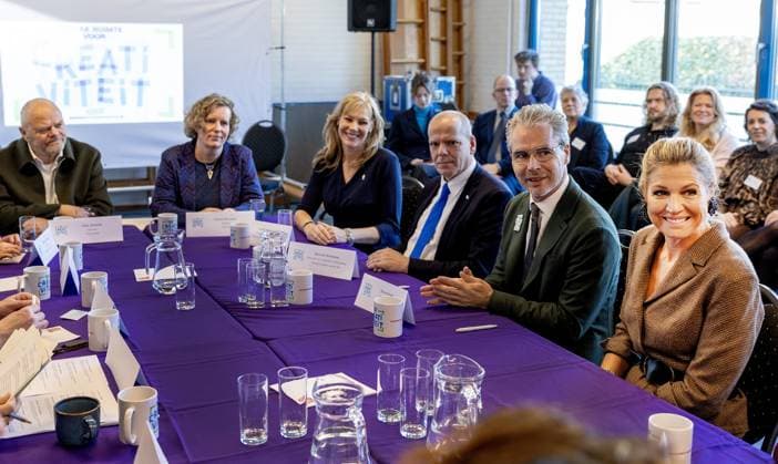 Alphen aan den Rijn, The Netherlands, 2026-01-22 11:14:47 Queen Maxima, honorary chair of More Music in the Classroom, is visiting Stromen Primary School in Alphen aan den Rijn. The school is participating in the new program Make Space for Creativity. PHOTO: NLBeeld POOL Albert Nieboer Credit: NL Beeld Patrick van Emst  Copyright: xx x