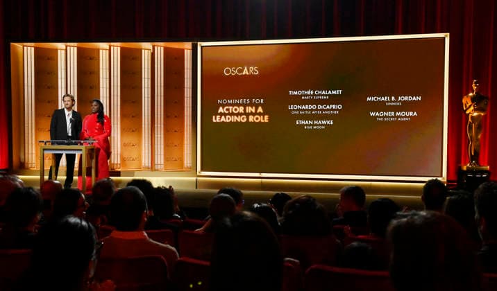 Lewis Pullman (L) and Danielle Brooks announce the nominees for Best Actor in a Leading Role during the 98th annual Academy Awards nominations announcements at the Samuel Goldwyn Theater in Beverly Hills, California, on Thursday, January 22, 2026. The 98th annual Academy Awards will be televised live on ABC from Los Angeles on March 10th.  LAP2026012202 JIMxRUYMEN