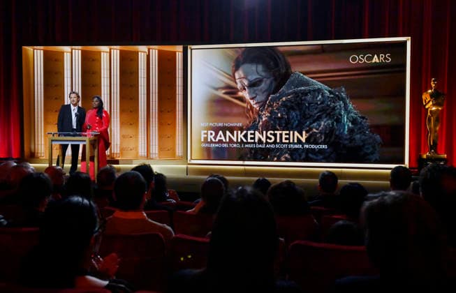 Lewis Pullman (L) and Danielle Brooks announce the nominees for Best Picture during the 98th annual Academy Awards nominations announcements at the Samuel Goldwyn Theater in Beverly Hills, California, on Thursday, January 22, 2026. The 98th annual Academy Awards will be televised live on ABC from Los Angeles on March 10th.  LAP2026012209 JIMxRUYMEN