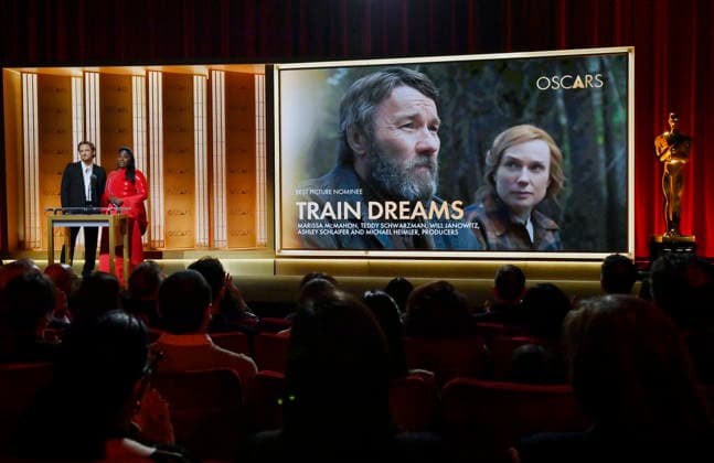 Lewis Pullman (L) and Danielle Brooks announce the nominees for Best Picture during the 98th annual Academy Awards nominations announcements at the Samuel Goldwyn Theater in Beverly Hills, California, on Thursday, January 22, 2026. The 98th annual Academy Awards will be televised live on ABC from Los Angeles on March 10th.  LAP2026012212 JIMxRUYMEN