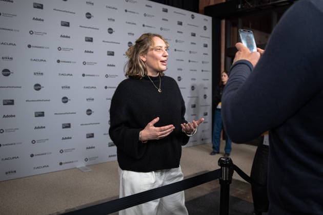 January 22, 2026, Park City, Utah, USA: Sundance Film Festival 2026: Editor Chloe Lambourne, of The Disciple, answers questions ahead of the film s premiere. Park City USA - ZUMAi207 20260122_zsp_i207_006 Copyright: xAbramxImanx