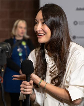 January 22, 2026, Park City, Utah, USA: Sundance Film Festival 2026: Director Joanna Natasegara, of The Disciple, answers questions ahead of the film s premiere. Park City USA - ZUMAi207 20260122_zsp_i207_030 Copyright: xAbramxImanx