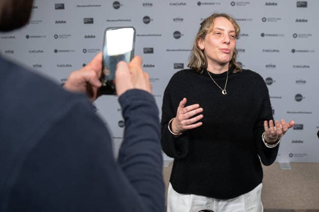 January 22, 2026, Park City, Utah, USA: Sundance Film Festival 2026: Editor Chloe Lambourne, of The Disciple, answers questions ahead of the film s premiere. Park City USA - ZUMAi207 20260122_zsp_i207_045 Copyright: xAbramxImanx