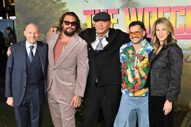 Jeffrey Fierson, Jason Momoa, Dave Bautista, Angel Manuel Soto and Lynn Harris attends The Wrecking Crew - UK Special Screening at Cineworld Leicester Square in London, England. UK. Thursday 22nd January 2026 Copyright: xJamesxWarrenx _PKKIU~Z
