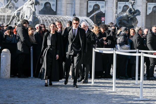 Rome, Death of Valentino Garavani - Funeral in the Basilica of Santa Maria degli Angeli e dei Martiri - In the photo: Olivia Palermo, Johannes Huebl  Copyright: xMaurizioxD Avanzox xipa-agency.netx xD AngeloxD AvanzoxLandix IPA_Agency_IPA70447949
