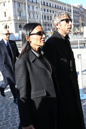 Rome, Death of Valentino Garavani - Funeral in the Basilica of Santa Maria degli Angeli e dei Martiri - Pictured: Pierpaolo Piccioli with his wife Simona Caggia  Copyright: xMaurizioxD Avanzox xipa-agency.netx xD AngeloxD AvanzoxLandix IPA_Agency_IPA70449547