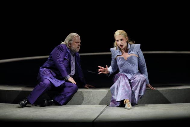 Olafur Sigurdarson as Simone Trovai and Laura Wilde as Violanta during the photo rehearsal for Violanta at the Deutsche Oper in Berlin, January 22, 2026 Opera in one act by Erich Wolfgang Korngold Musical direction Donald Runnicles Production David Hermann Stage Jo Schramm Costumes Sybille Wallum Premiere is on January 25, 2026 Deutsche Oper Berlin Violanta