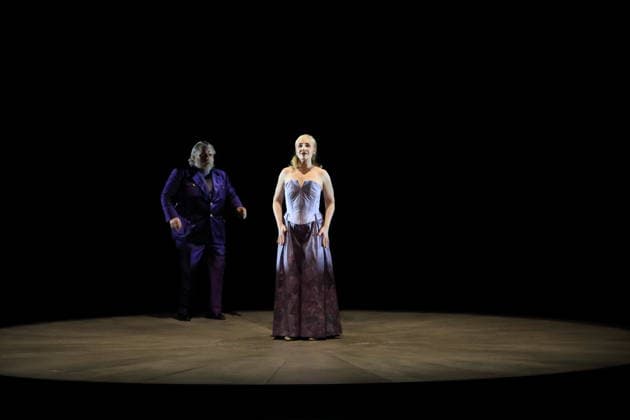 Olafur Sigurdarson as Simone Trovai and Laura Wilde as Violanta during the photo rehearsal for Violanta at the Deutsche Oper in Berlin, January 22, 2026 Opera in one act by Erich Wolfgang Korngold Musical direction Donald Runnicles Production David Hermann Stage Jo Schramm Costumes Sybille Wallum Premiere is on January 25, 2026 Deutsche Oper Berlin Violanta
