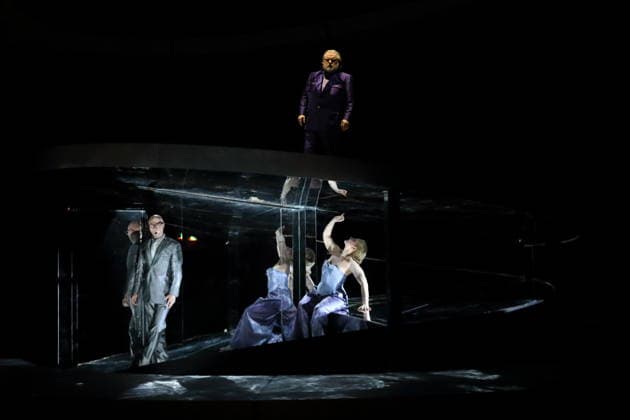 Mihails Culpajevs as Alfonso , Laura Wilde as Violanta and Olafur Sigurdarson as Simone Trovai , f l , during the photo rehearsal for Violanta at the Deutsche Oper in Berlin, January 22, 2026 Opera in one act by Erich Wolfgang Korngold Musical direction Donald Runnicles Production David Hermann Stage Jo Schramm Costumes S
