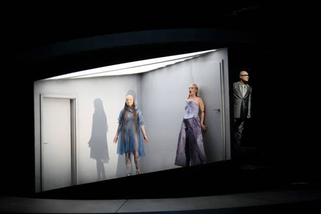 Laura Wilde as Violanta and Mihails Culpajevs as Alfonso during the photo rehearsal for Violanta at the Deutsche Oper in Berlin, January 22, 2026 Opera in one act by Erich Wolfgang Korngold Musical direction Donald Runnicles Production David Hermann Stage Jo Schramm Costumes Sybille Wallum Premiere is on January 25, 2026 Deutsche Oper Berlin Violanta