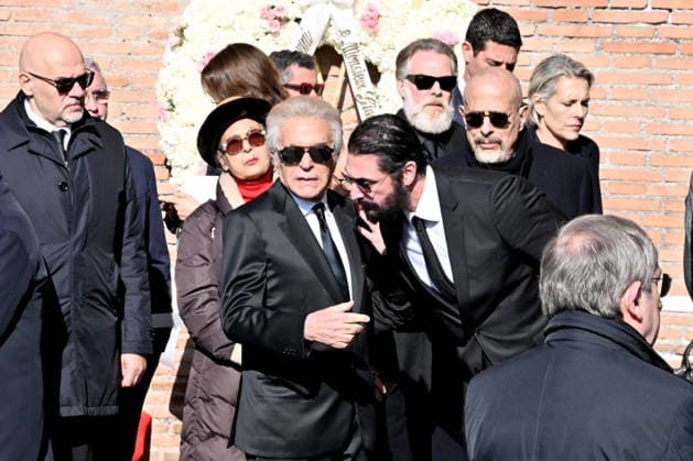 Valentino Garavani s Funeral Basilica of Santa Maria degli Angel, funeral of fashion designer Valentino Garavani. Pictured is the coffin leaving the church at the end of the service. Pictured is Giancarlo Giammetti. . Rome, Italy 23 january 2026, Credit:Maria Laura Antonelli Avalon Italy, Rome  Copyright: xMariaxLauraxAntonellix xAvalonx 1068600188